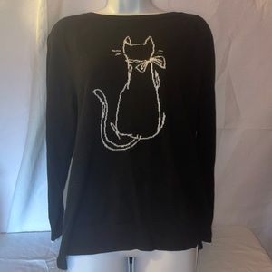 Black and White cat sweater L EUC